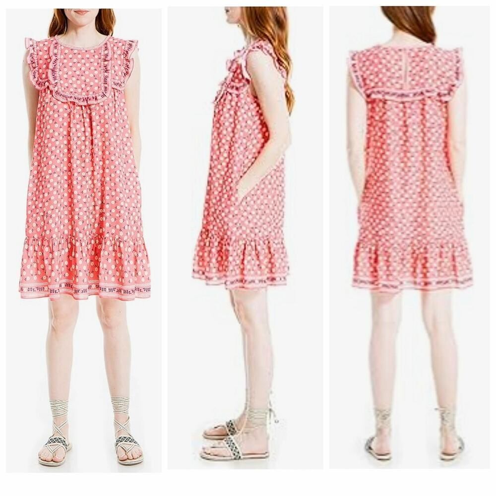 Max Studio sleeveless floral printed ruffle dress sz XS NWT
